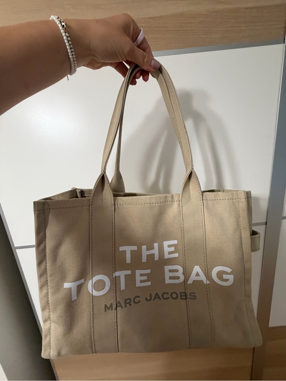 Marc Jacobs Beige Canvas Tote with White Logo